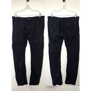 RLX Ralph Lauren Mens Black Cargo Pants Technical Paratrooper Zip Ankle SZ LL 36